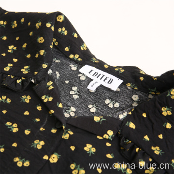 Ladies high quality woven printed blouse